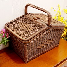 藤條藤條野餐籃 B601L 47 x 42 x 28 厘米, 棕色, 1個