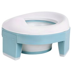 KiKimmy 多功能兒童隨行摺疊便盆 人體工學設計 穩固防滑, 米色 + 藍色