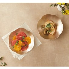 놋향 방짜유기 꽃접시 2p, 은은한 골드빛, 2개