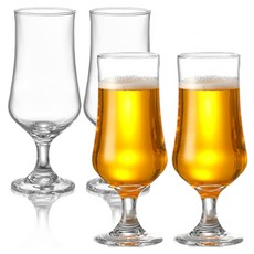 伊德斯 玻璃啤酒高腳杯 盛開 400ml, 4個