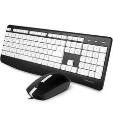 eMake 韓國低噪音有線鍵盤+鼠標+矽膠鍵皮套組, 黑色 白色, KMC1, 一般型