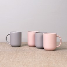 보울보울 레트로라인 핸들머그 360ml, 파우더핑크 + 애쉬그레이, 4개 파우더핑크 + 애쉬그레이, 4개
