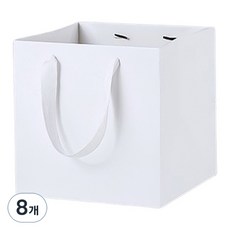 마켓감성 컬러 와이드 정사각 쇼핑백 대, 화이트, 8개