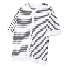 JHSTYLE 男士半寬鬆涼感條紋針織圓領開襟衫 MAMROK679