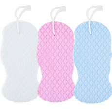 BYFIT 3D壓縮柔軟海綿去角質巾 3件組, 白色, 粉紅色, 藍色, 1套, 3入