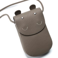 真皮頭層 牛皮河馬造型女士肩背包/單肩包/小包/手機包/女包 LB984, 斑鳩灰, 1個