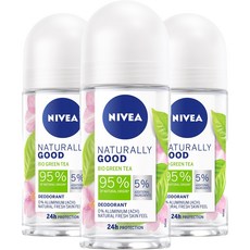 니베아 내추럴리굿 데오드란트 그린티 롤온, 3개, 50ml