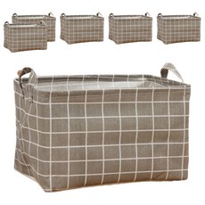 All High布質方形衣物書本化妝品收納籃, 03 灰色廣場, 6個