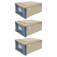KEYWAY 聯府 大彩虹抽屜整理箱 35L, 卡其色 + 藍色, 3個