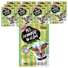 Puppy Crush 寵物綠茶多效沐浴手套 All-in-1洗毛精+護髮素 易於使用 Cica 萃取, 綠茶, 12包