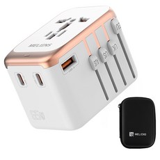 Meliens GaN 雙孔超高速充電 PD65W 海外旅行用萬國轉接頭 ML-OL2 白色, 1個