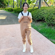 paperplaneskids 兒童胸式防水褲 涉水褲 雨靴 雨鞋 灘塗 趕海 挖蛤蜊 體驗 釣魚褲, 米色, 230