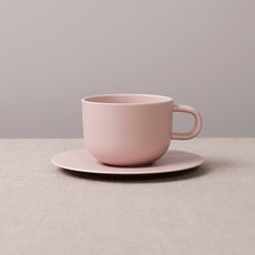 BOWLBOWL 韓國製 Bowl Bowl Home Party 咖啡杯+杯碟組, 嫩粉色, 1套