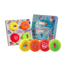 Volvik Happy Box 生日蛋糕 VIVID 彩色高爾夫球 3層球禮盒組, 黃色 + 橘色 + 紅色 + 綠色, 1套