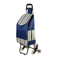 ROYALLIN 蘿林嚴選 六輪買菜籃車 96 x 28 x 22cm, 青條紋, 1個
