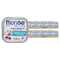 monGe 瑪恩吉 倍愛滿滿 主食犬餐盒, 鮮肉+鱈魚, 100g, 64盒