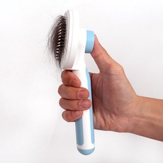 딩동펫 반려동물 원형 슬리커 푸쉬 브러쉬 203 x 82 x 60 mm, 블루, 1개
