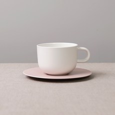 BOWLBOWL 韓國製 Bowl Bowl Home Party 咖啡杯+杯碟組, 牛奶白+嫩粉色, 1套