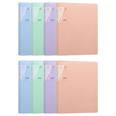 ARYKO 粉彩A4 40頁透明文件夾4入組, 藍色 + 綠色 + 紫色 + 橘色, 2套