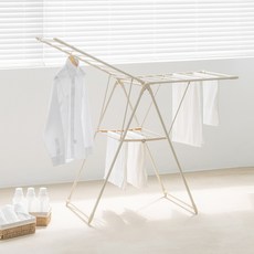 홈앤미 튼튼한 스틸 빨래건조대 2단, 크림