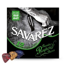 사바레즈 어쿠스틱 포스포 브론즈 엑스트라 라이트 기타 줄 12p + 캐슬픽크 3p, 혼합색상, A-240XL, 1개