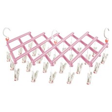 秒收曬衣架 19夾 塑料材質, 淺粉色, 1組