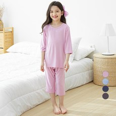 LollyTree 兒童人造絲彈性纖維飄逸七分袖家居服上下套裝
