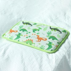 AGADDONG 幼兒印花3D網眼涼感枕頭, 恐龍（綠色）