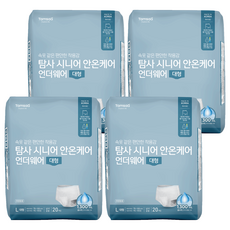 탐사 시니어 안온케어 언더웨어 국내산 성인기저귀, 대형, 20개입, 4세트