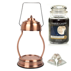 YANKEE CANDLE 造型融燭燈+香氛蠟燭 L號+燈泡 2入, 暖器（銅），蠟燭（仲夏夜）