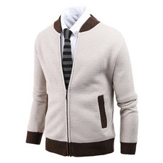 다꾸앙 남성용 온기상승 배색 니트 집업 블루종 F11N6_oj5370