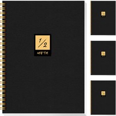 YOUNGART 2格數學練習本 80張, 黑色, 4入