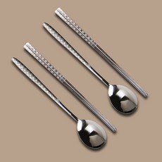 Willive 鑽石磨砂餐具組, 湯匙 + 筷子, 銀色