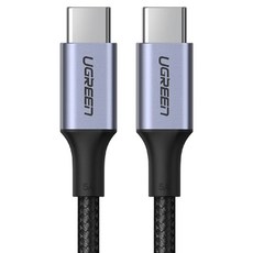 UGREEN 綠聯 Type-C-Type-C 5A快充電線/傳輸線 金屬殼編織線, 1m, 黑色, 1條