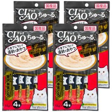 INABA CIAO 啾嚕 鮪魚風味 肉泥, 條狀包裝設計, 方便不沾手, 奢華鮪魚, 56g, 4袋