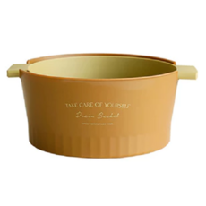 快豹 北歐簡約瀝水籃 小號 綠/棕, 食品級PP雙層瀝水籃, 18.5 x 24.5 x 21 x 10cm, 粟棕, 1個