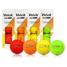 Volvik FlyOn 2層高爾夫球 4.27cm 3入 x 4種套組, 綠色 + 黃色 + 橘色 + 紅色, 4個