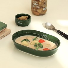 Iwooa Odette感性字樣烤碗+醬料碗組, 深綠色, 1個