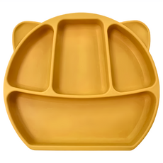 矽膠吸盤餐盤 + 防塵蓋, 1組, 芥末黃