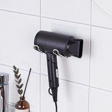 spider loc 免打孔簡約黏貼式吹風機架+智慧黏貼墊, 銀, 1個