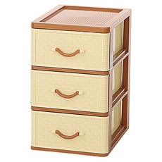 KEYWAY 聯府 佐藤三層抽屜櫃 附輪 475 x 400 x 755mm 78L, 米色 + 咖啡色, 1個