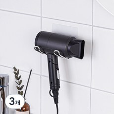 스파이더락 무타공 심플 접착식 드라이기 거치대 + 스마트 접착 패드, 실버, 3개