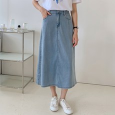 afinar A字夏季微風牛仔長裙