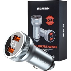 Cartem 金屬製LED QC3.0車用快速充電器 36W, 混合顏色, CT095