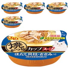 INABA CIAO 啾嚕 燒湯杯 貓零食 NC-72 60g 北海道產帆立貝出汁 綠茶消臭成分配合, 宗田鰹魚 + 干貝 + 雞肉, 5個