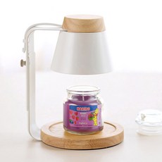 AIND ARBOL 木質定時款融蠟燈 + HARIBO 蠟燭 酸甜小罐 85g 套組, 白色木質(融蠟燈), 綜合莓果