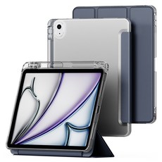 NUART 智慧保護套Apple Pencil收納iPad透明殼, 海軍藍