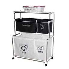 李康科技 巨無霸3層4格升級版洗衣籃, 混合色, 1個