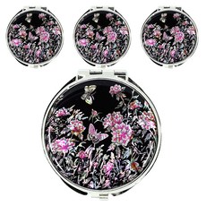 P&K Korea 高級螺鈿手持鏡, 4個, 牡丹蝴蝶