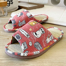 iSlippers 小日常 兒童真草蓆拖 MIT台灣製造 真草編織中底, 22, 群聚貓咪 粉色, 1雙